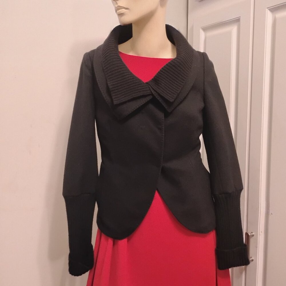 ❤️Womens BRUNELLO CUCINELLI Black Wool Cashmere Silk Asymmetrical Jacket Size 32